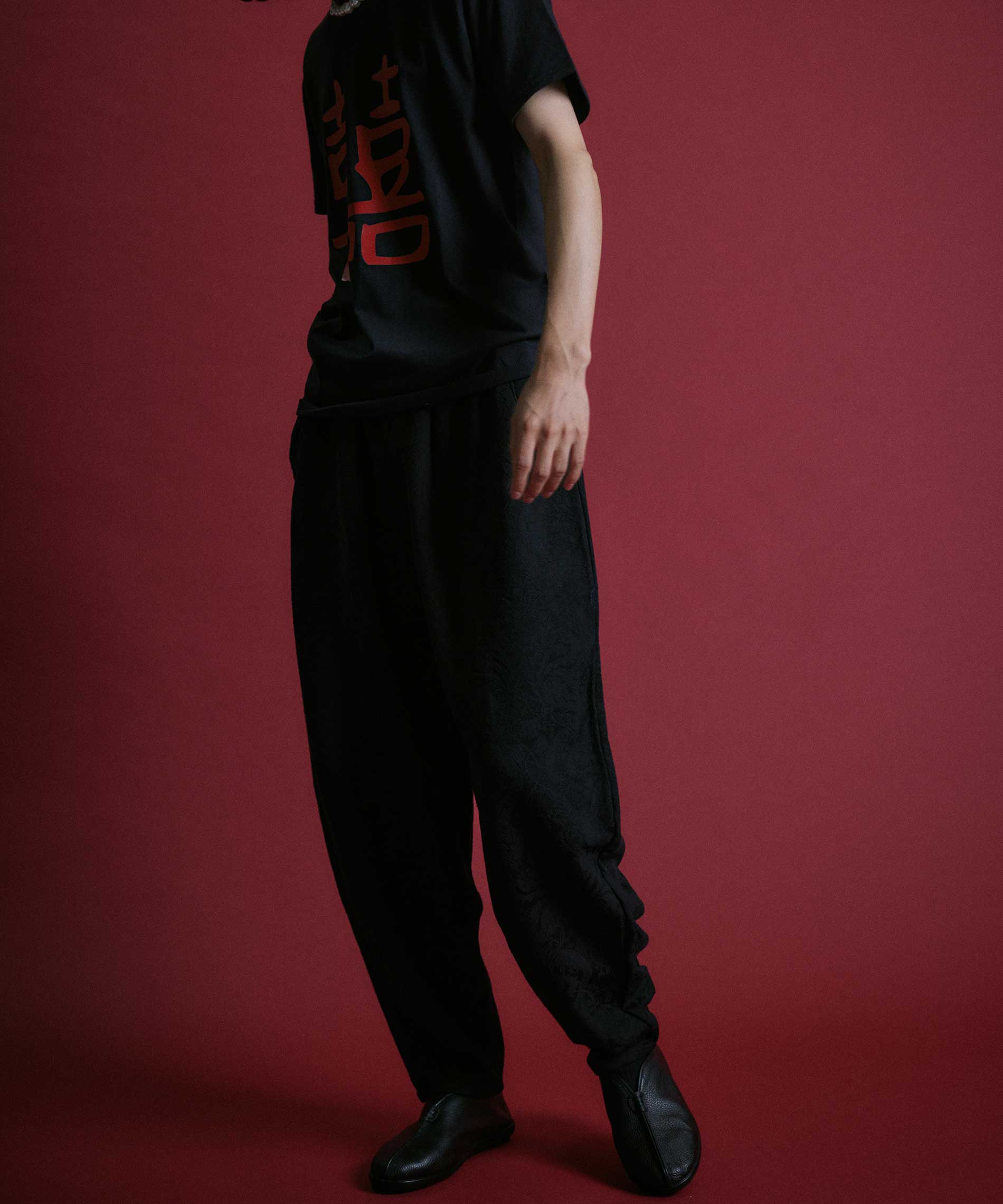 (K07497) SHANGHAI TANG ウール チャイナフレアパンツ K07497) SHANGHAI TANG ウール チャイナフレアパンツ テクスチャ