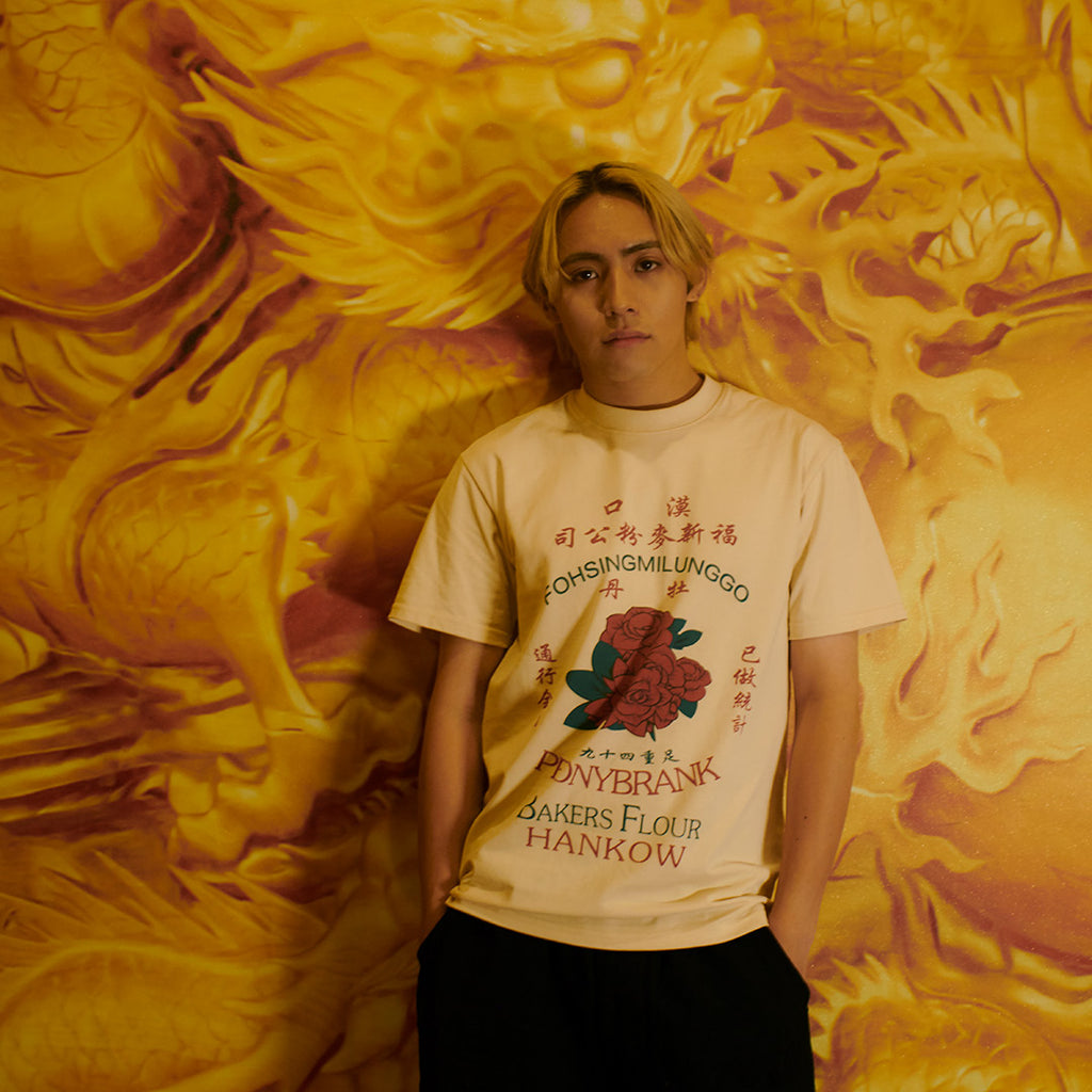 レトログラフィックチャイナTシャツ