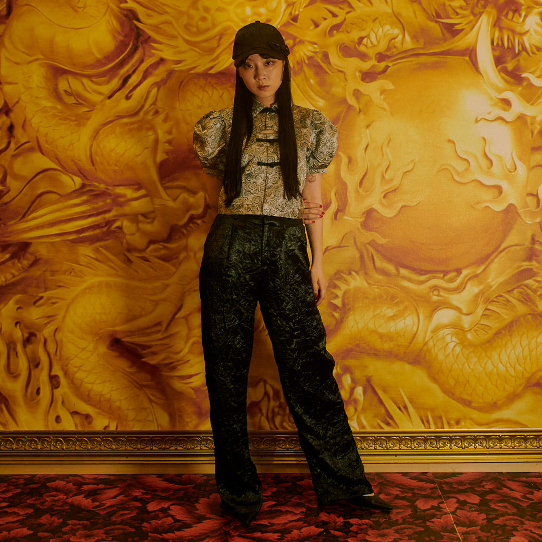 アンティーク　チャイナ　ローズメダリオン ２枚　Chinese Rose アンティーク チャイナ ローズメダリオン 2枚 Chinese Rose