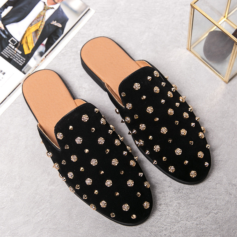 ラグジュアリースタッズ ポインテッドトゥ スリッポンミュール